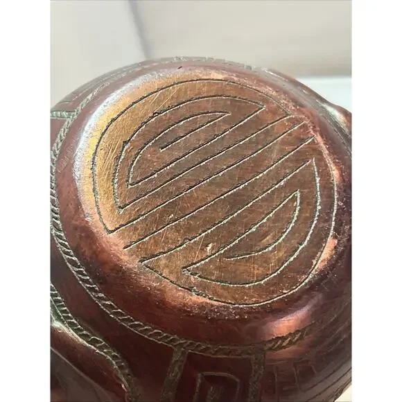 VTG Marajoara Terra Cotta Vessel Pot Brazil Red Clay Face Pottery 4.25" - Picture 6 of 6